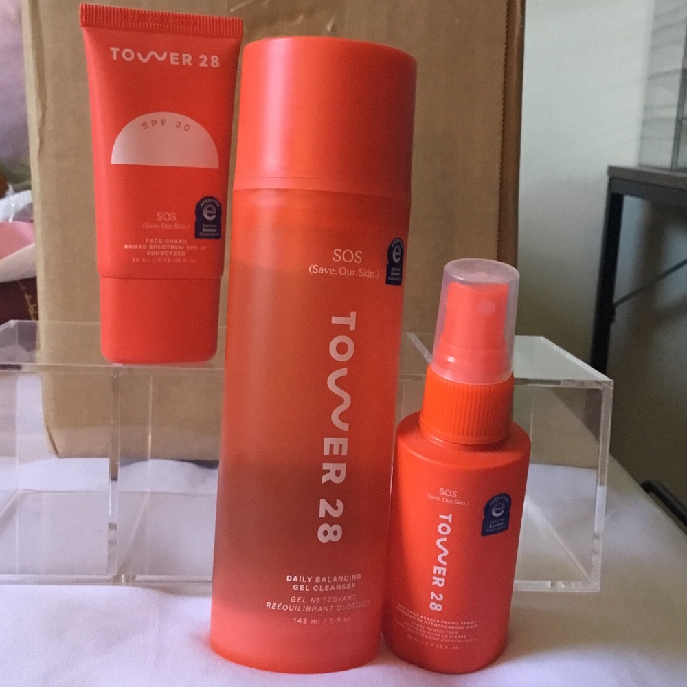 Tower 28 SOS Skincare Trio in Bright Orange